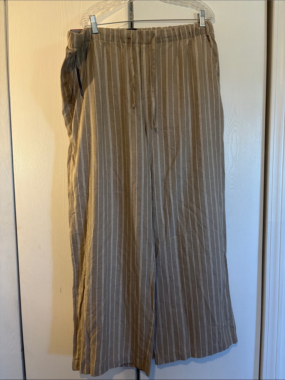 NWT GAP Tan Wide-Leg Pinstripe Drawstring Pants